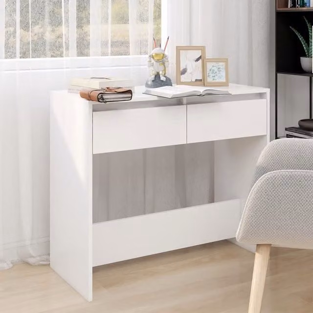 Berkfield Home White Metal Console Table W/D/H: 89 x 41 x 76.5 cm