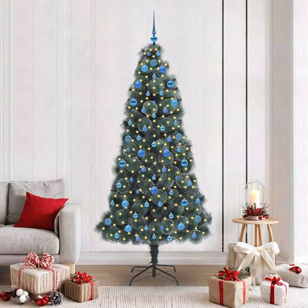 Berkfield Home Elegant Artificial Pre-lit Christmas Tree with Ball Set, Green, Height: 210 cm – 2