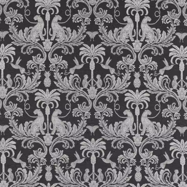 Terrys Pantera Fabric Noir Black Polyester Art Deco Graphic Adult Animal Print Product