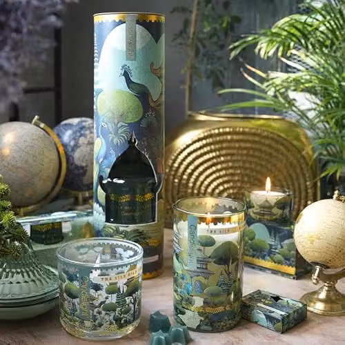 Candlelight Silk Road Collection Bukhara Green and Gold Glitter Glass Tealight Candle – 3