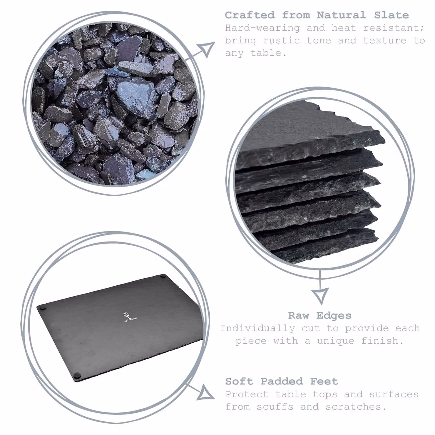 Argon Tableware Hexagonal Black Slate Placemats, Set of 12, W: 30 cm x D: 26 cm – 2