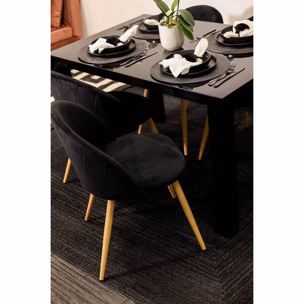 Lemon Pavilion Furniture Venice Dining Chair in Black Velvet, W: 51 cm, D: 55 cm, H: 78 cm – 4