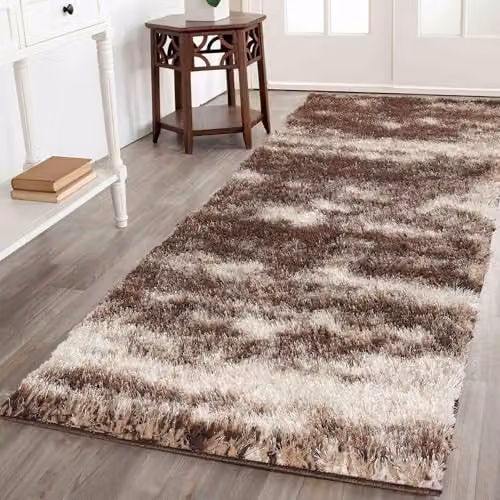 Serdim Rugs California Soft 3D Shimmer Shaggy Hallway Runner Rug, Bronze, W: 60 cm, L: 220 cm – 1