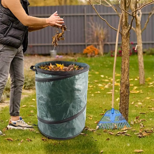 Nordara 2-Piece Large Heavy Duty Waterproof Pop Up Garden Waste Bags in Green