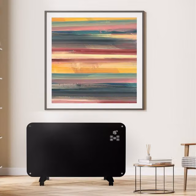 Castle Heaters Designer 1500W Electric Glass Panel Heater with Remote Control and Smart App Control in Blue