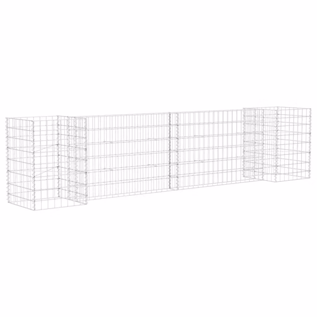 Berkfield Home H-Shaped Steel Wire Gabion Planter and Raised Bed in Silver, W/D/H: 260 x 40 x 60 cm – 2