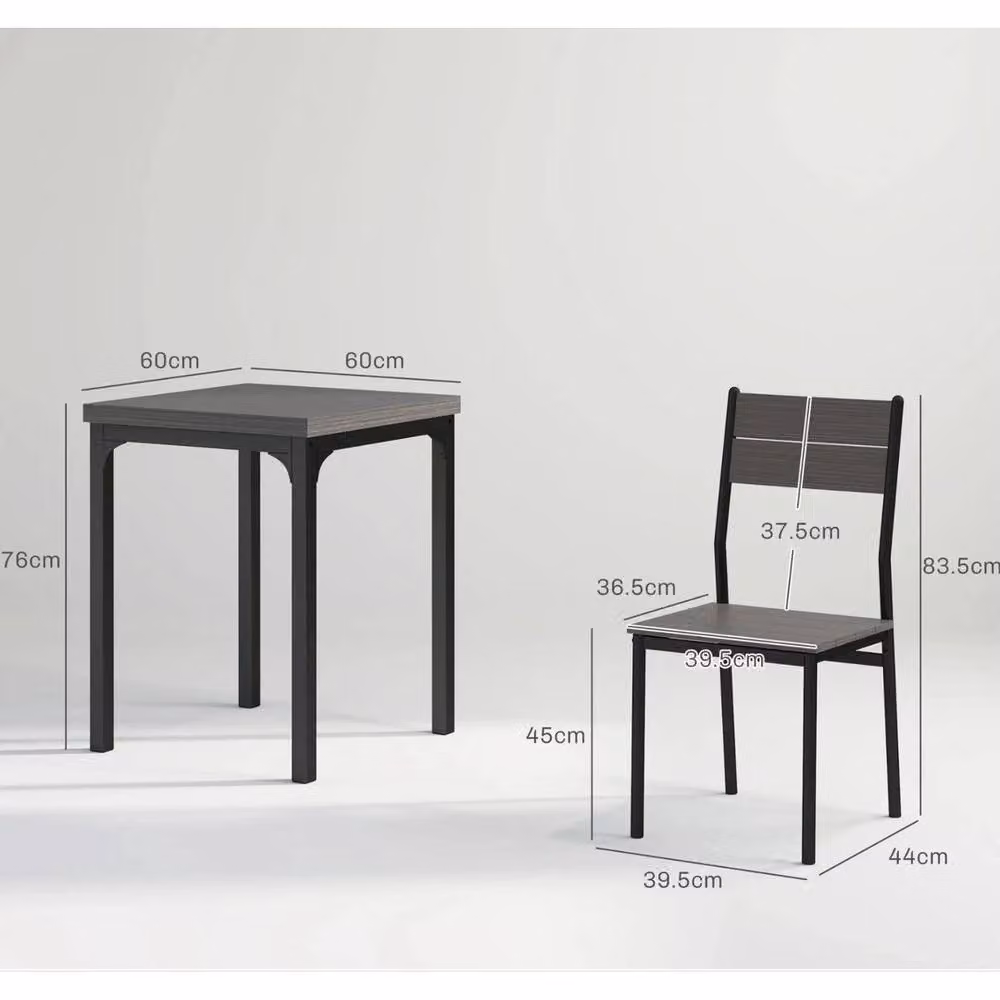 FORGEVIO Modern Black Kitchen and Dining Room Set with Square Table and 2 Chairs – 2