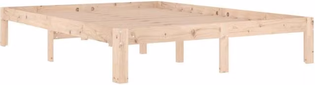 Berkfield Home Beautiful Solid Wood Pine Bed Frame in Beige, W/D/H: 140 x 190 x 30 cm