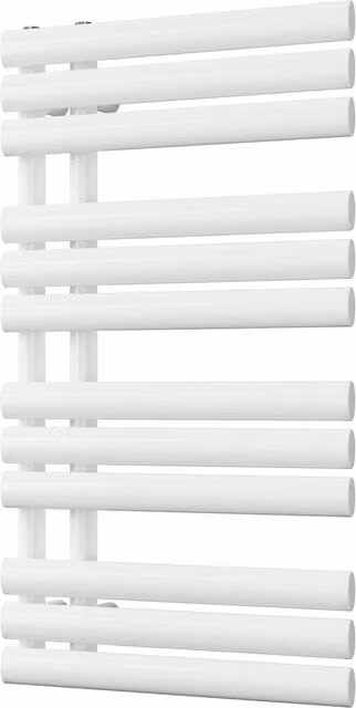 UK Radiators Percival White Elliptical Tube Designer Heated Towel Rail, H: 88.4 cm x W: 50 cm