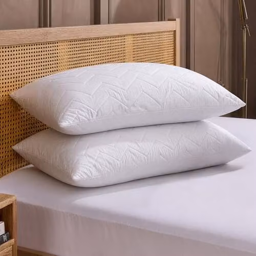 Snuggledown Rebound Quilted Microfibre Pillows, 2 Pack, White, Firm Support, W: 74 cm, H: 48 cm – 1