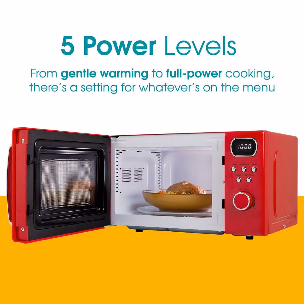 Abode AMD2004R Retro Digital Solo Microwave, 20L, 800W, Red – 4
