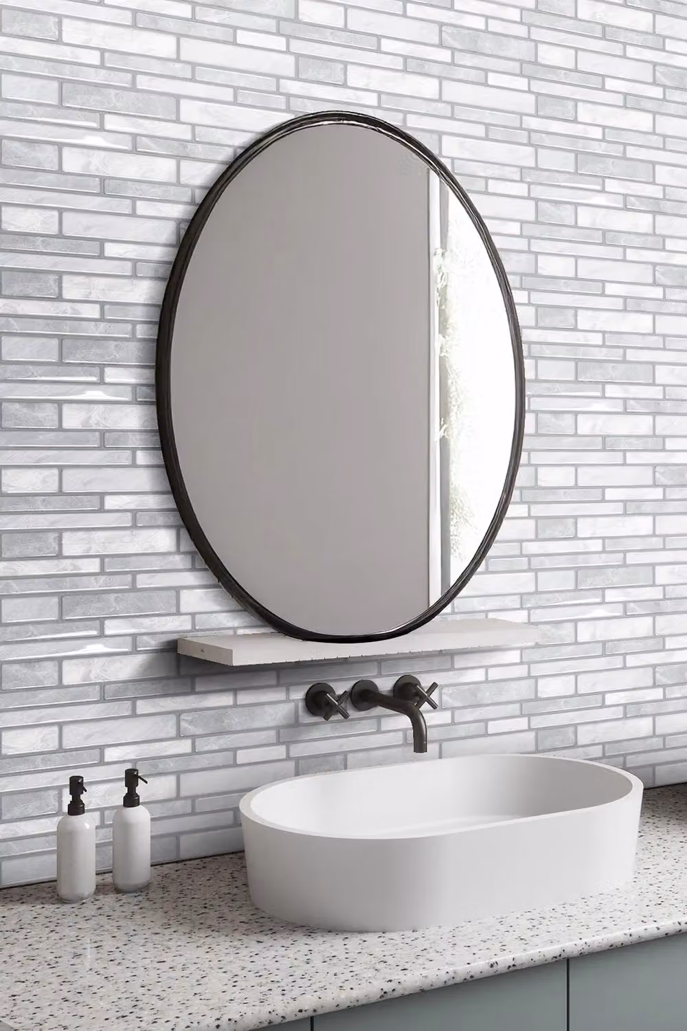 Living and Home 10Pcs Self-Adhesive Rectangular Wall Tile Stickers in Grey – 2