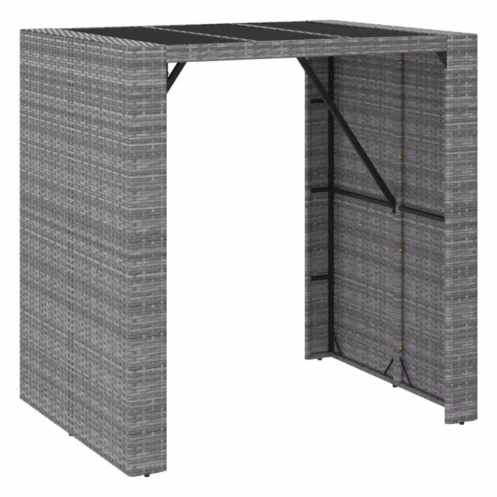 Berkfield Home 5 Piece Grey Poly Rattan Garden Bar Set with Cushions – 4