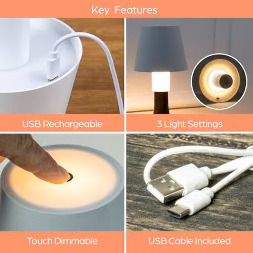 Global Gizmos 66319 LED Wireless Touch Activated Bottle Lamp Shade in White and Transparent – 2