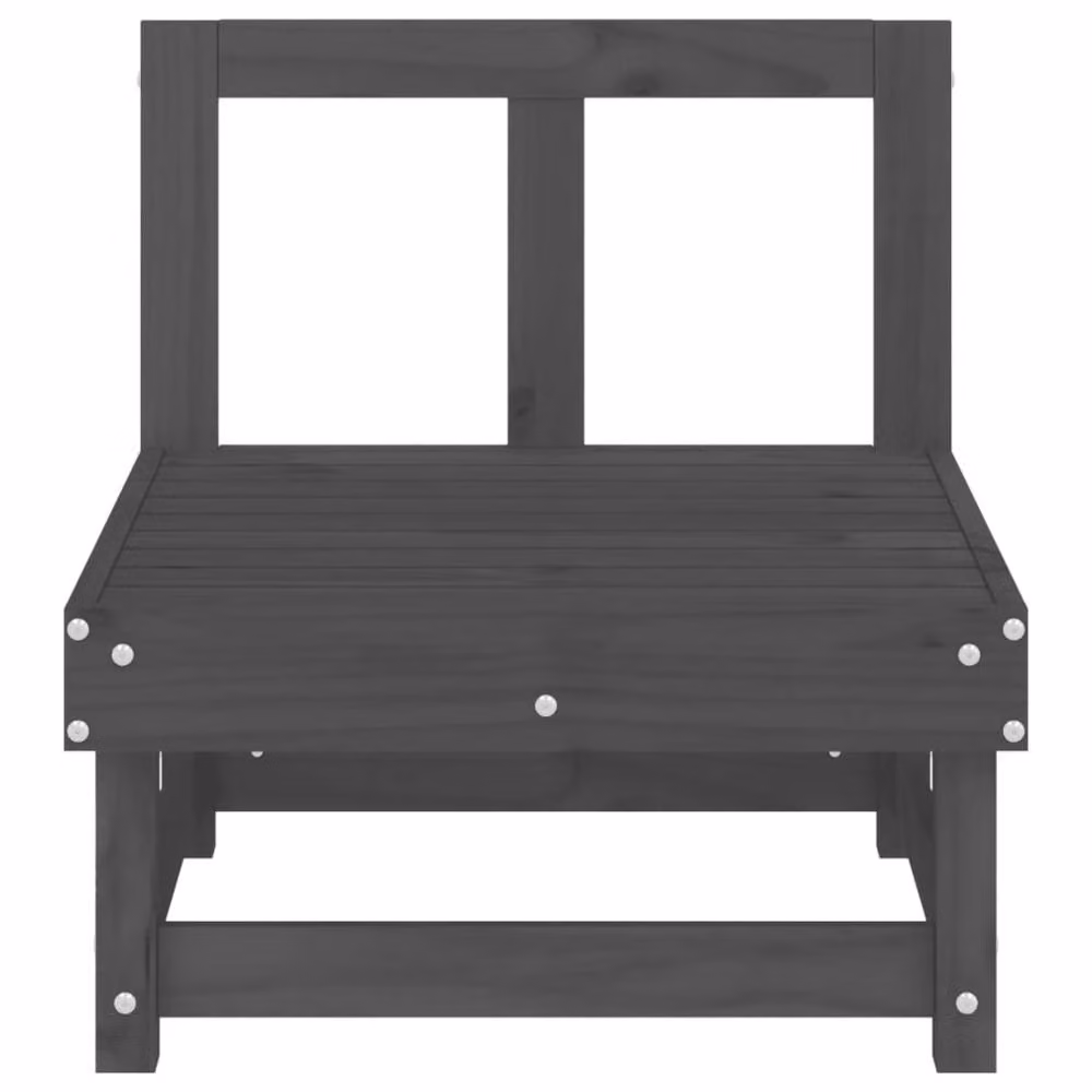 Berkfield Home Beautiful Garden Middle Sofas, 2 Piece Set in Grey Solid Pine Wood – 2