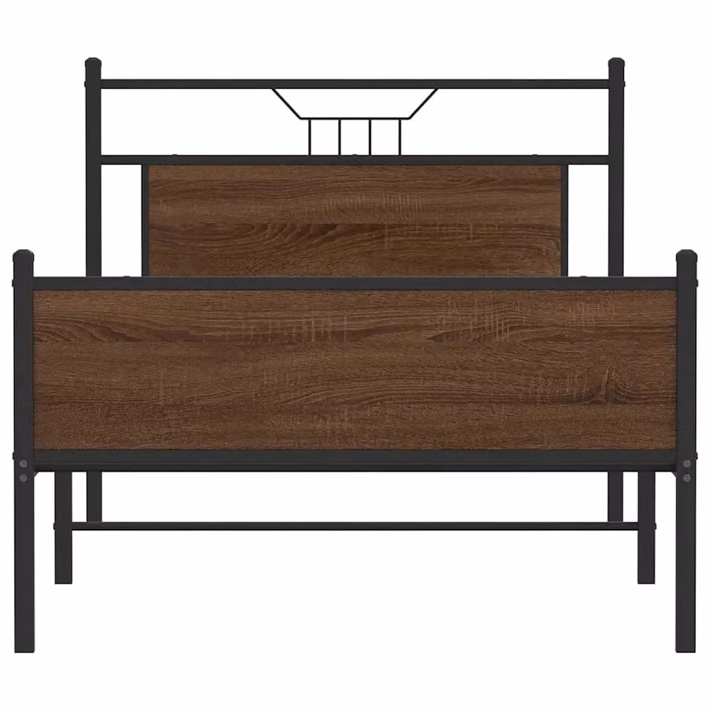 Berkfield Home Brown Oak Bed Frame in Engineered Wood W: 107 cm, L: 203 cm – 3