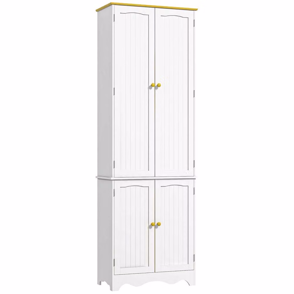 Wyld Haus Banodo Freestanding 4 Door Kitchen Cabinet, White and Brown, H 183 cm x W 61 cm x D 30.5 cm – 2