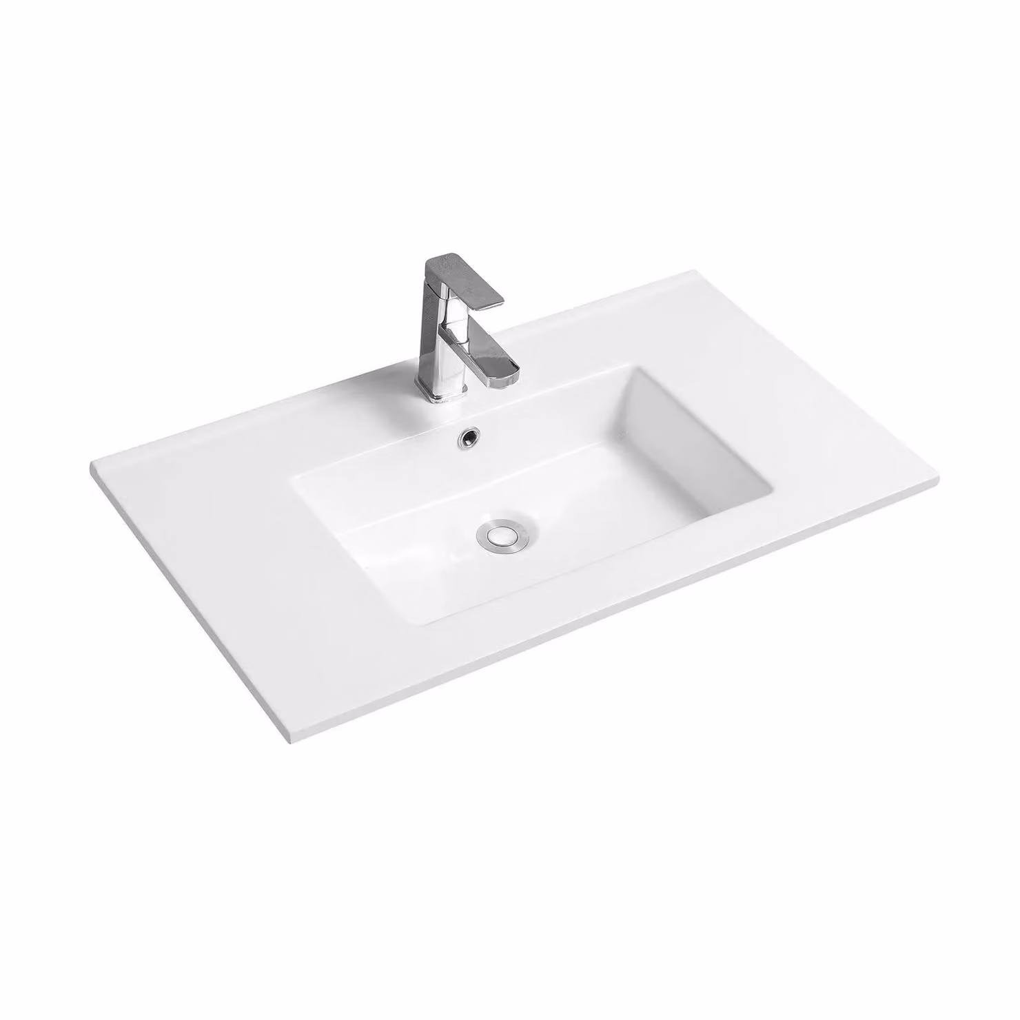 Limoge 4012 White Ceramic Thin-Edge Inset Basin with Rectangular Bowl W: 80 cm, D: 45 cm – 2