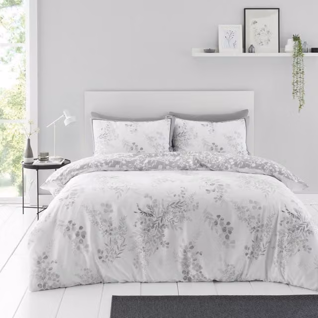 Gaveno Cavailia Reversible Floral Duvet Cover Set in Grey, Double Bedding with Pillowcases, W/D/H: 200 x 200 cm and 50 x 75 cm – 2