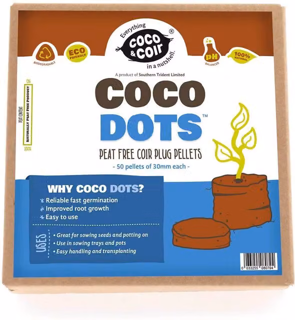 Marshalls Garden Coco Dots 30mm Peat Free Coir Plug Pellets, Black