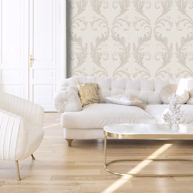 Belgravia Decor Abstract Glamour Vinyl Wallpaper in Yellow and Beige