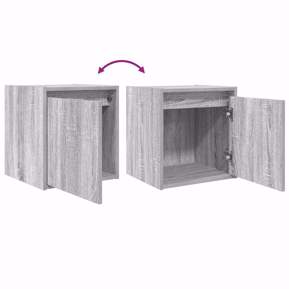 Berkfield Home Set of 2 Wall-Mounted Bedside Cabinets in Grey Sonoma, W/D/H: 38 x 34 x 40 cm – 3
