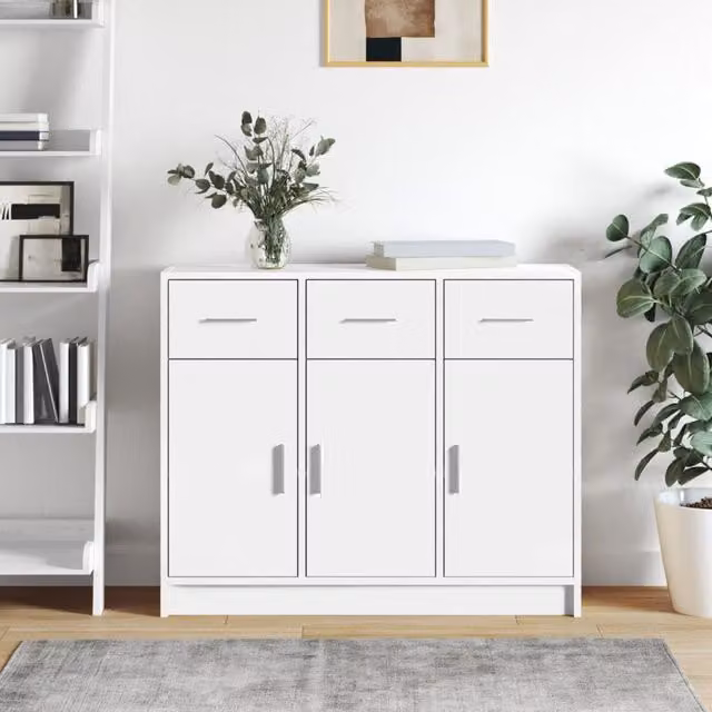 Berkfield Home Classic Sideboard in White, W/D/H: 91 x 28 x 75 cm