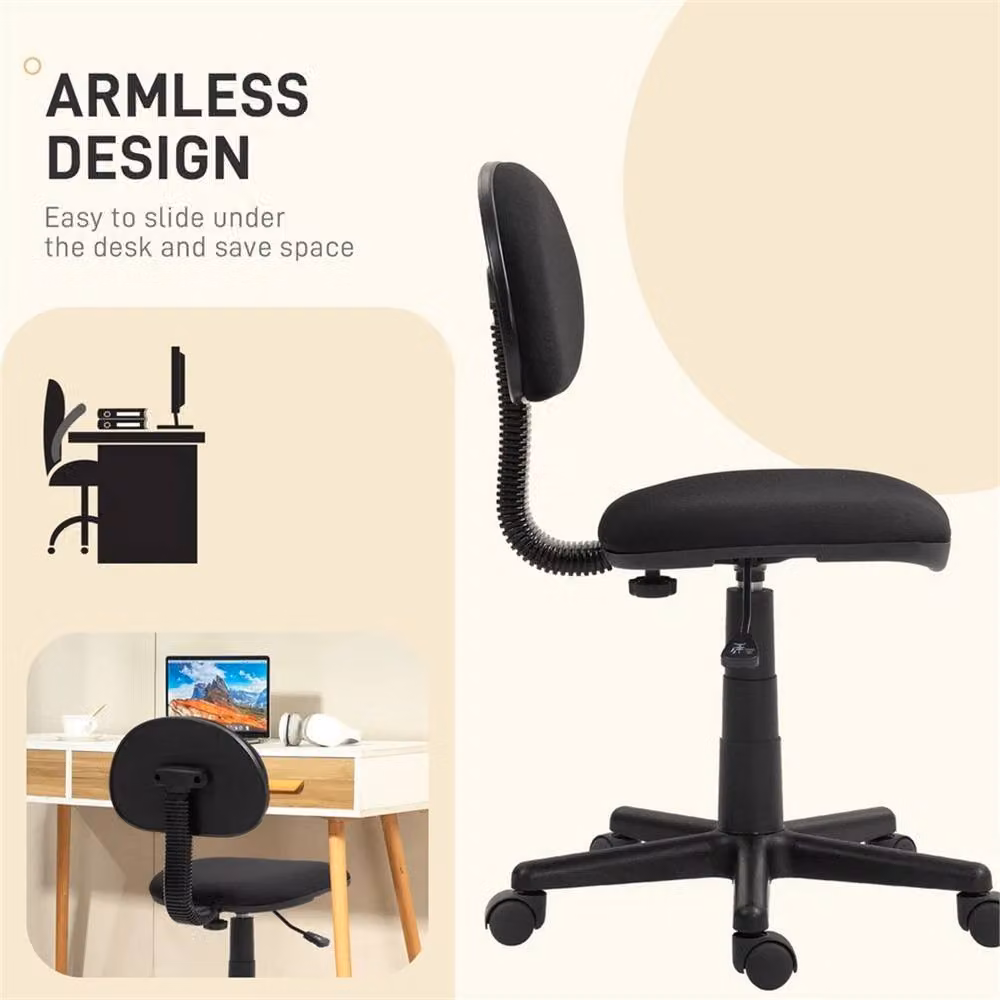 Nordara Black Fabric Task Chair with Headrest and 360 Degree Swivel – 3