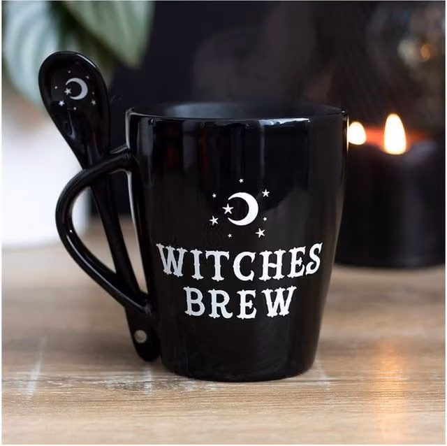 KDMK Enchanting Witches Brew Mug and Spoon Set in Black
