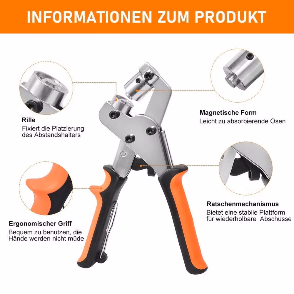 Kelvenix Eyelets Plier Grommet Fixing Hole Punch Tool Craft Kit in Silver – 3