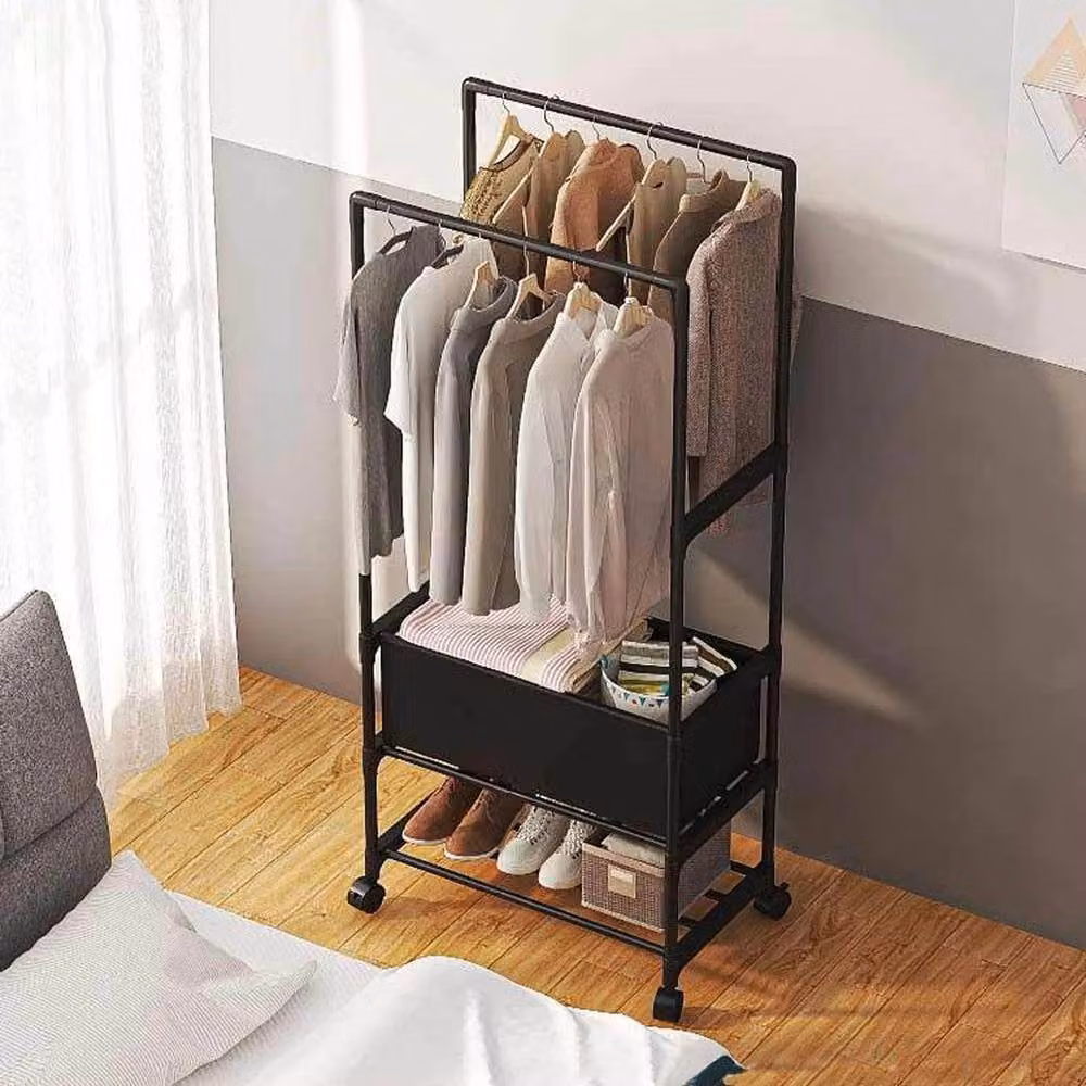 Kelvenix Matt Black Metal Double Rail Clothes Garment Hanging Rack – 5