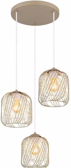 Netlighting Dichti Cluster Pendant Ceiling Light in Beige Matt with 3x E27 Sockets – 1