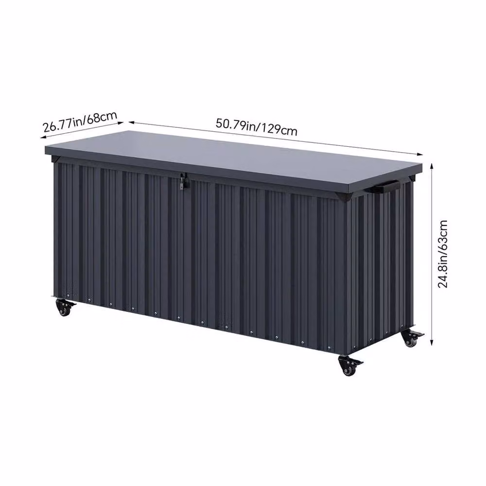 EONLION 550L Outdoor Metal Garden Utility Storage Box with Wheels in Black W/D/H: 100 x 100 x 100 cm – 2