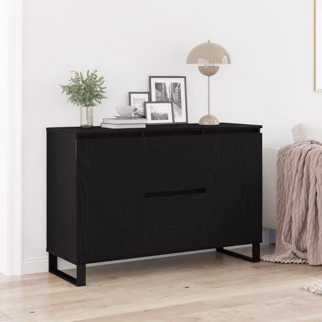 Berkfield Home Black Oak Sideboard, W/D/H: 104 x 35 x 70 cm – 1