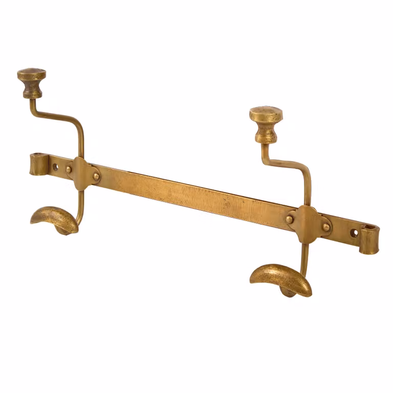 Dibor Duke Vintage Style Metal Wall Mounted Coat Hooks in Matt Gold
