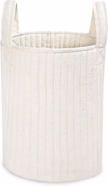 Avery Row Large Quilted Fabric Storage Basket for Children in Yellow and White, W/D/H: 42.0 x 35.0 x 42.0 cm