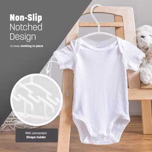 KEPLIN 36 Pack Non-Slip Plastic Childrens Hangers in White – 4