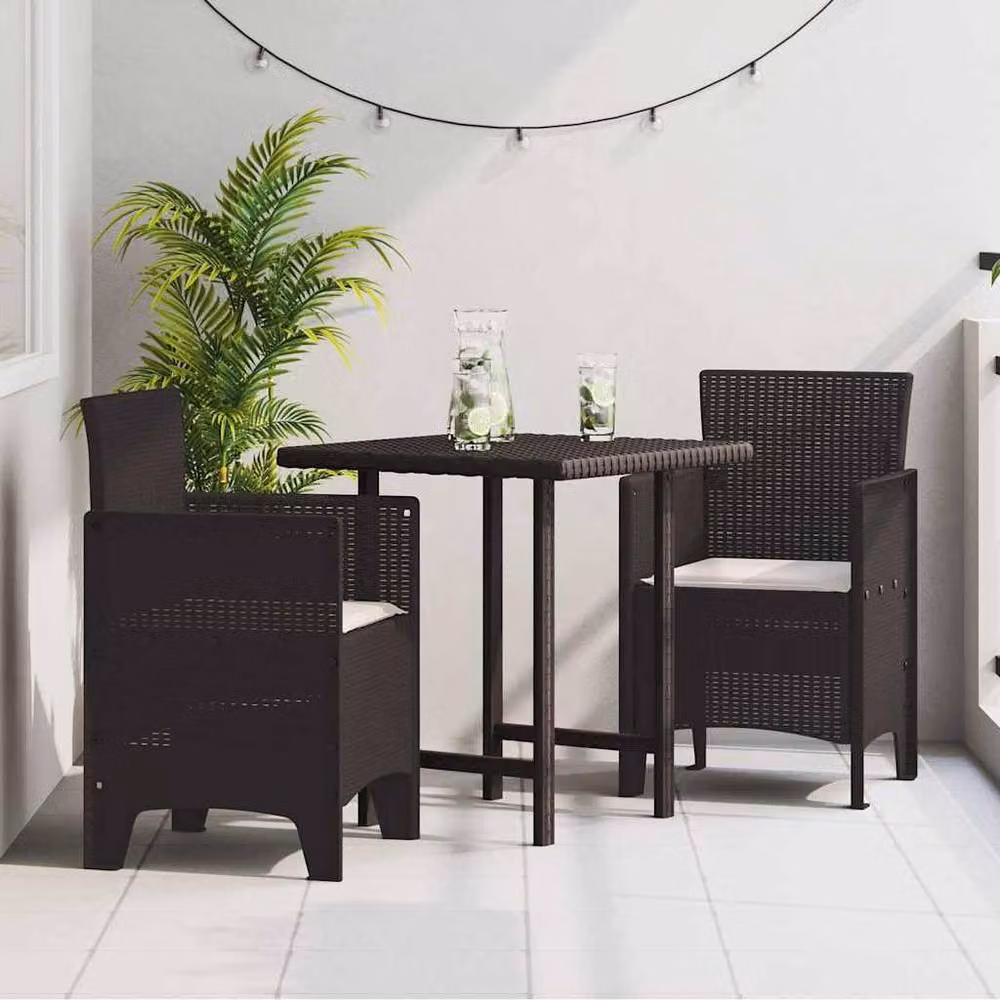 Berkfield Home Set of 2 Modern Rattan Garden Chairs with Cushions in Brown – 2