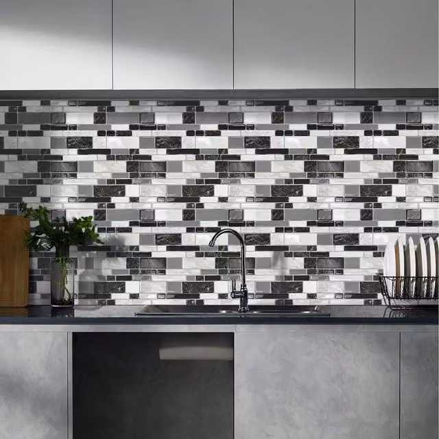 Lifeideas 10 Piece Multicolour Geometric Tile-Look Self-Adhesive Backsplash Wall Stickers, W: 30.5 cm