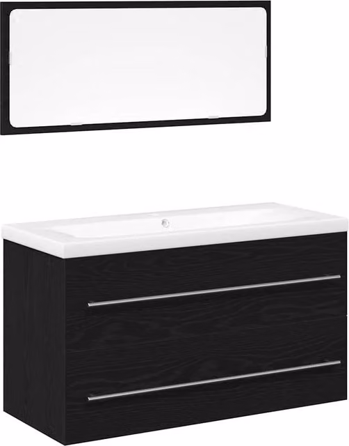 Berkfield Home Modern Black Oak Bathroom Sink Cabinet with Built-in Basin, W/D/H: 90 x 48 x 48 cm