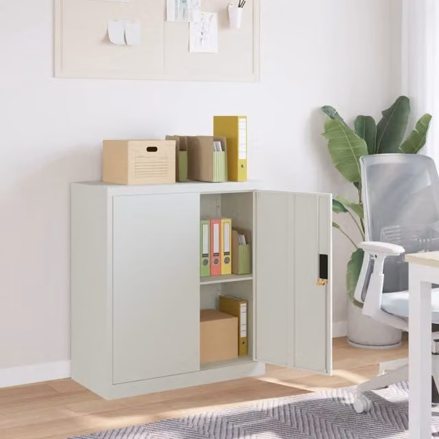 Berkfield Home Metal File Cabinet in Light Grey, W/D/H: 79 x 40 x 90 cm