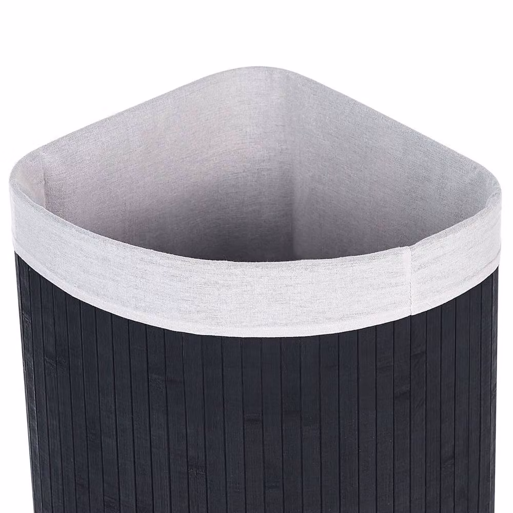 Wyld and Coco Black Bamboo Triangular Storage Basket with Lid and Handles – 5