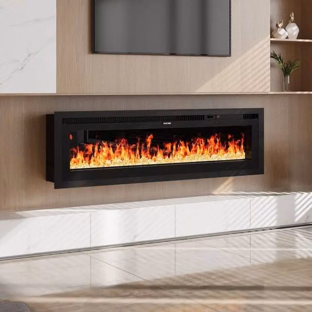 FORGEVIO 50 Inch LED Electric Inset Fireplace in Black