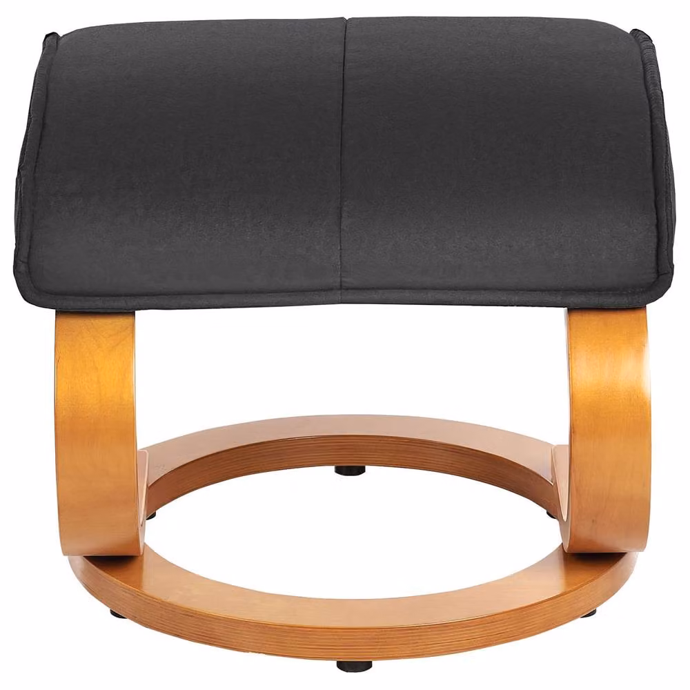 Wyld and Coco Black Retro Motorised Recliner Armchair with Matching Ottoman and Rubberwood Frame – 4