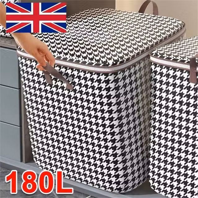 Nordara 2-Piece Large 180L Dustproof Clothes and Quilt Storage Bags in Black and Grey – 1