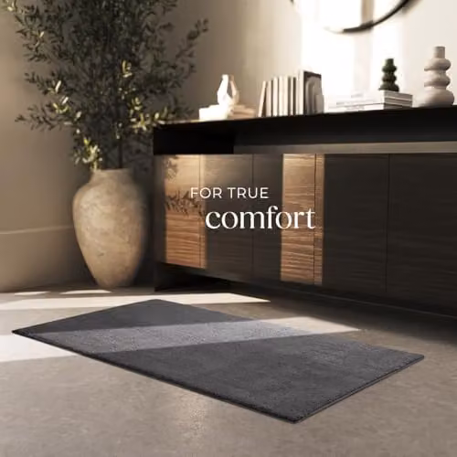 tectake Fluffy Rug in Anthracite Grey, Allergy-Friendly and Washable Short-Pile Polyester Carpet, W/D: 80 x 150 cm – 3