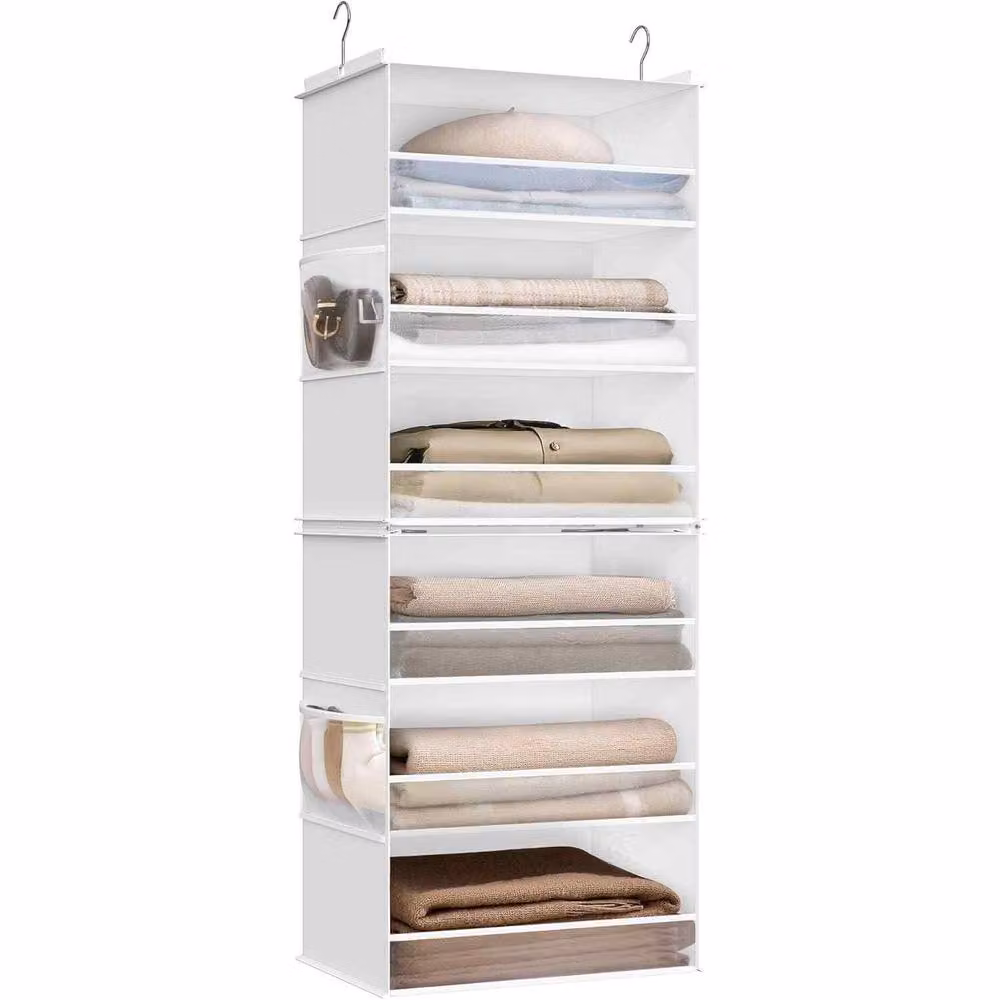 The Bazaarist 6 Tier Foldable Hanging Closet Organizer in White – 2