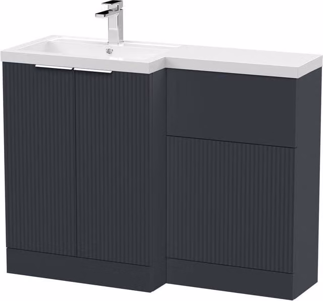 Balterley Tixall 2 Door Vanity WC Unit with Poly Basin, Left Hand, Dark Grey, Width: 110 cm
