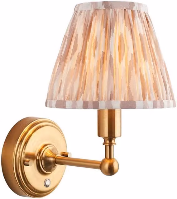 Netlighting Burley Rechargeable LED Wall Light with Fabric Ikat Shade in Gold/Brass