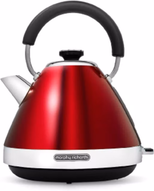 Morphy Richards Venture Pyramid Kettle, 1.5 l, Red with Limescale Filter and Stainless Steel